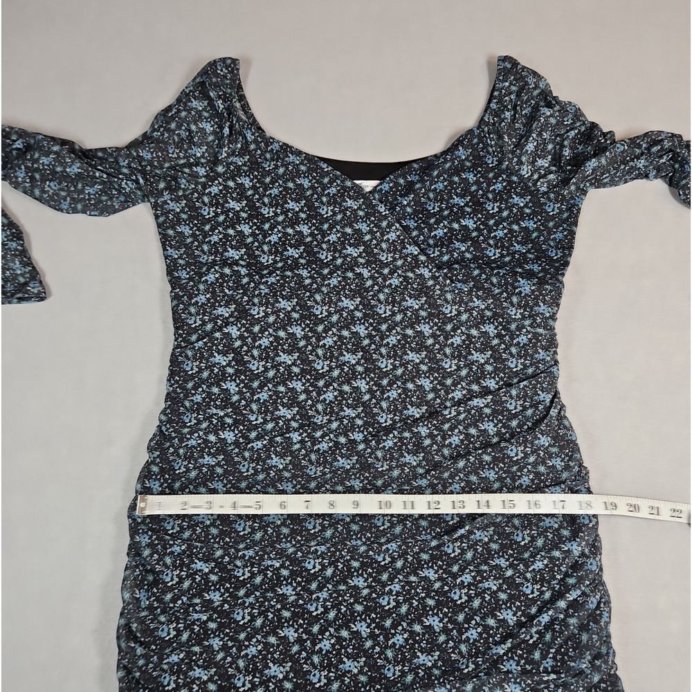Hollister Womens Black Blue Floral Long Sleeve Mini Dress Size XL - Picture 10 of 11